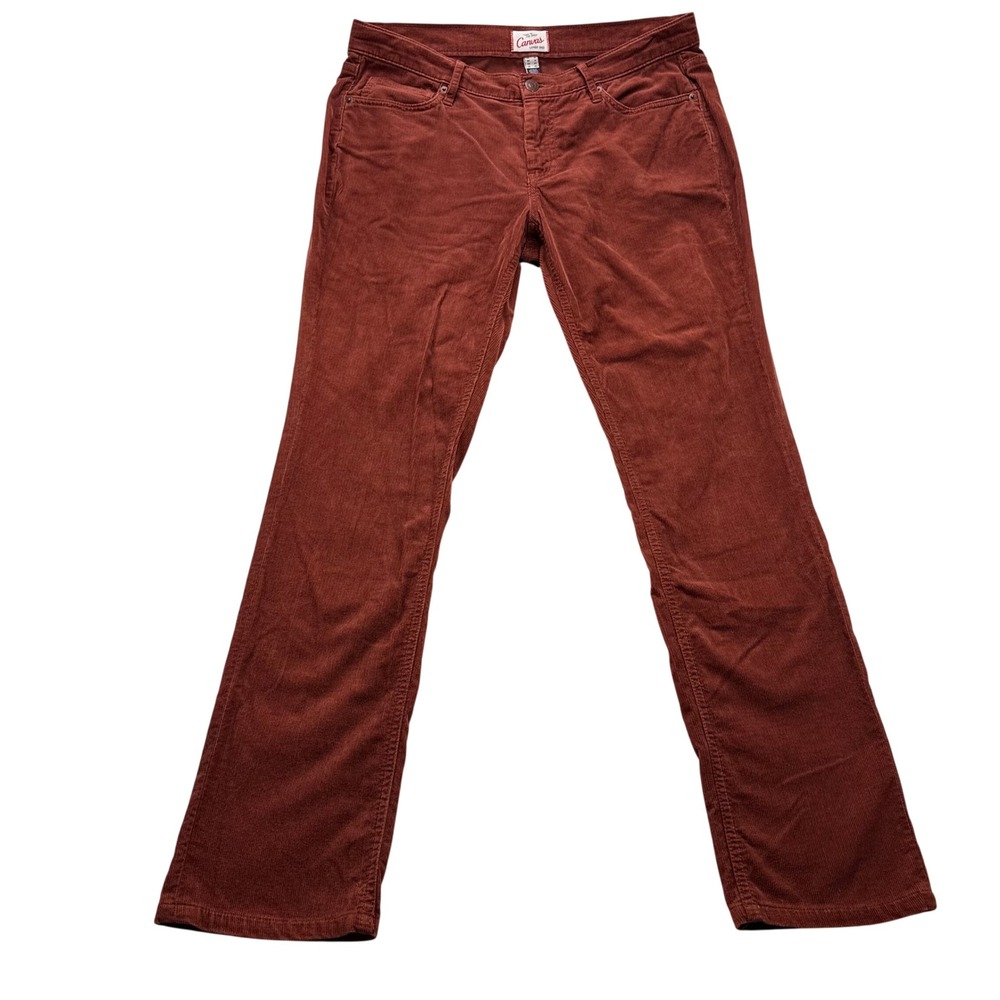 Lands End Canvas Corduroy Pants Rust Brown Pin Straight Leg Mens 30 x 31‎